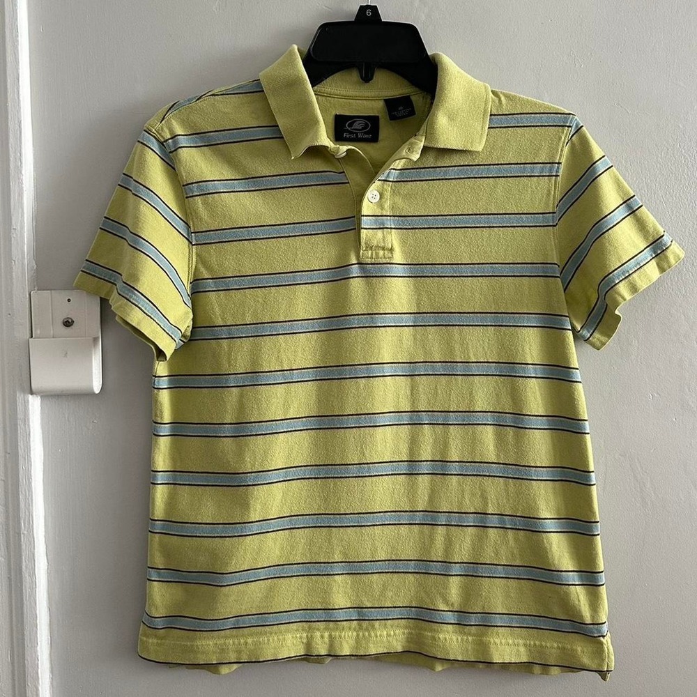 First Wave y2k striped kids polo tee